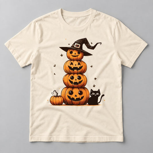 Stacked Jack-o-Lanterns tee in Natural