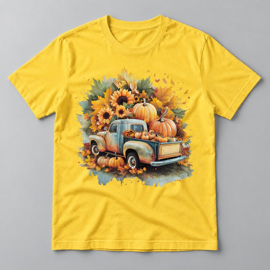 Sunflower Pumpkin Truck tee in Yellow