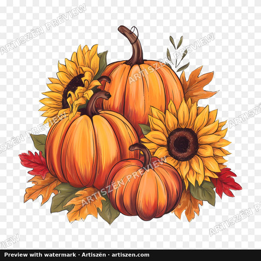 Sunflower Pumpkins PNG preview