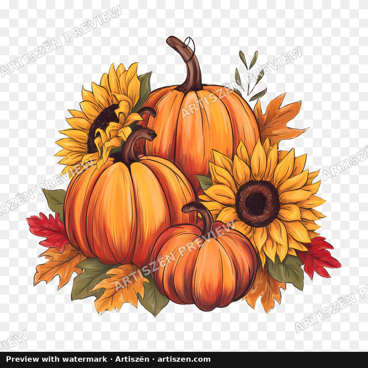 Sunflower Pumpkins PNG preview