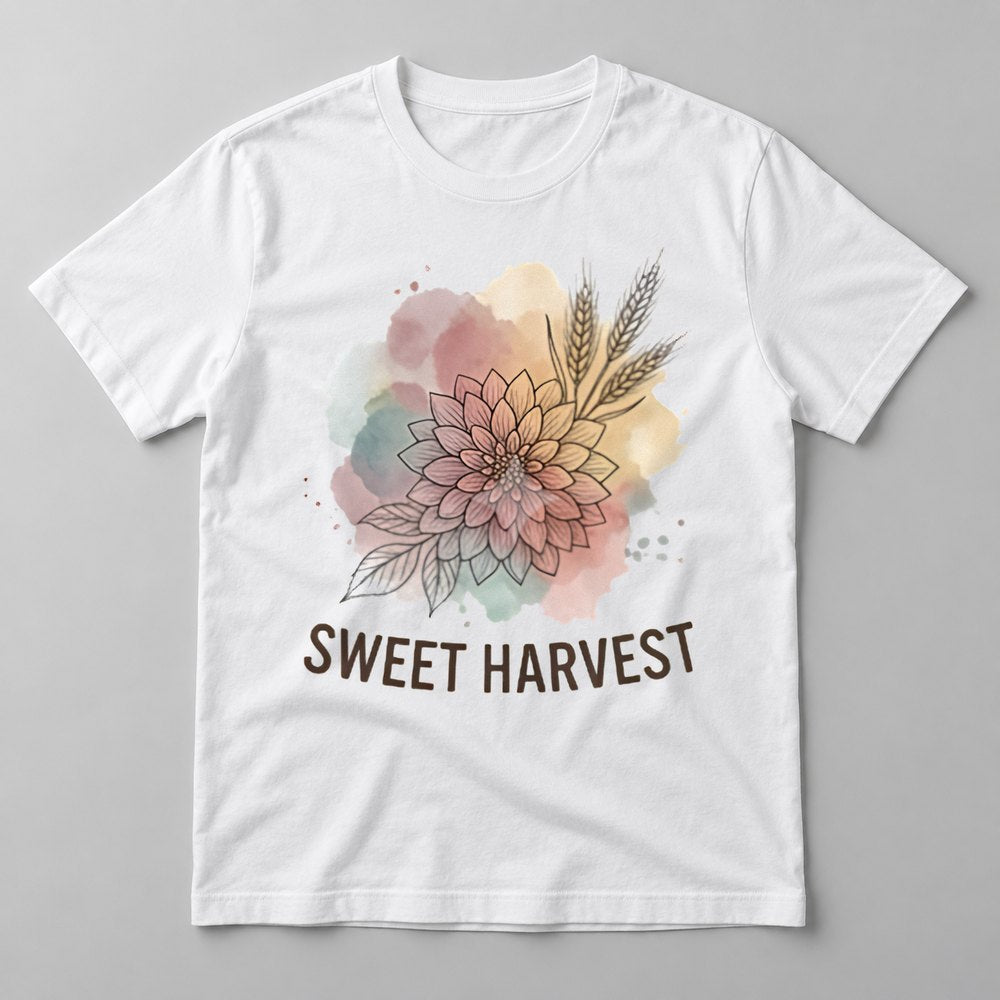 Sweet Harvest Dahlia tee in White