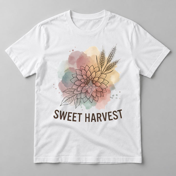 Sweet Harvest Dahlia tee in White