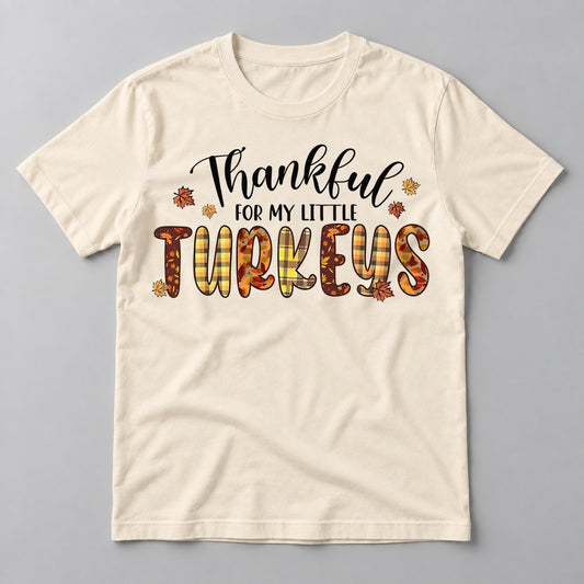 Thankful for My Little Turkeys tee in Natural