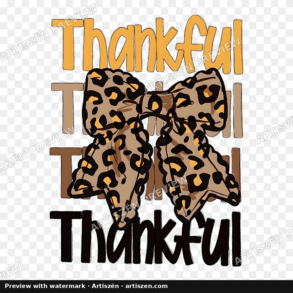 Thankful Leopard Bow Stack PNG preview