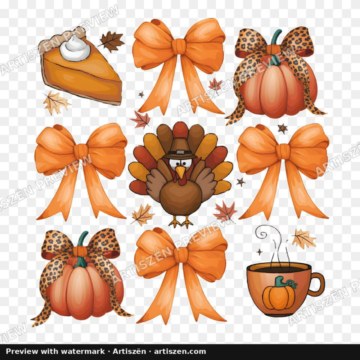 Thanksgiving Bows & Turkey PNG preview
