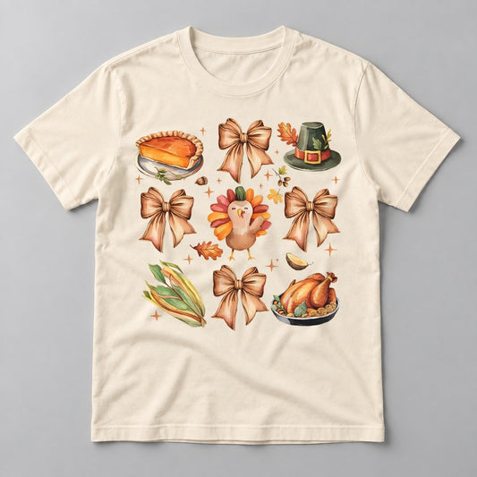 Thanksgiving Coquette Patch tee in Natural