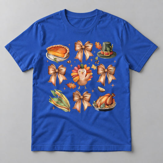 Thanksgiving Coquette Patch tee in True Royal