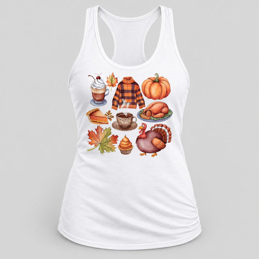 Thanksgiving Favorites racerback tank in White