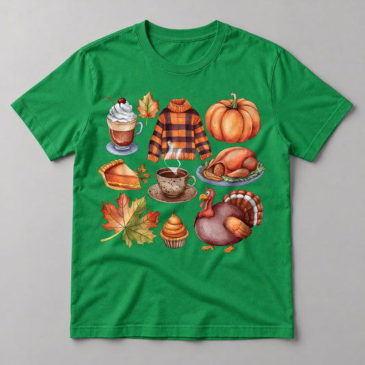 Thanksgiving Favorites tee in Kelly Green