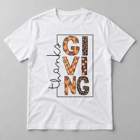 Thanksgiving Patchwork Letters tee in White