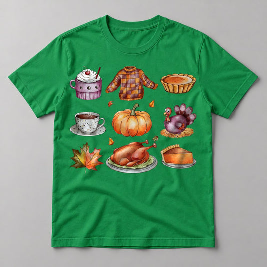 Thanksgiving Treats tee in Kelly Green
