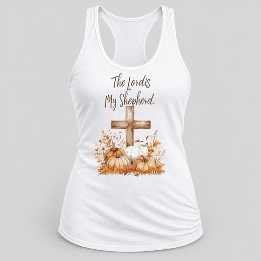 The Lord Is My Shepherd racerback tank in White