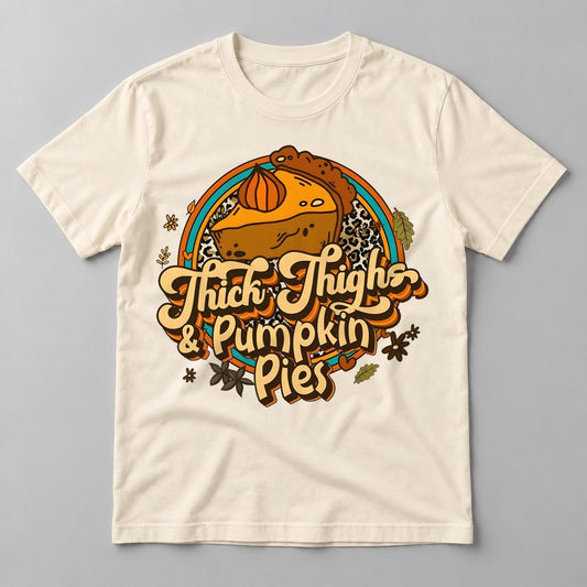 Thick Thighs & Pumpkin Pies tee in Natural