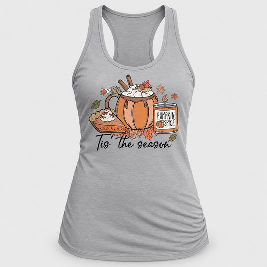 Tis the Season Pumpkin Spice racerback tank in Silver