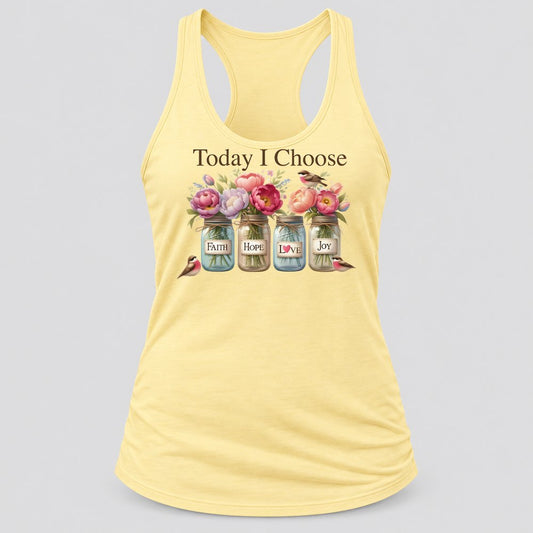 Today I Choose Faith Hope Love Joy racerback tank in Banana Cream