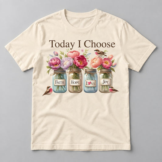 Today I Choose Faith Hope Love Joy tee in Natural