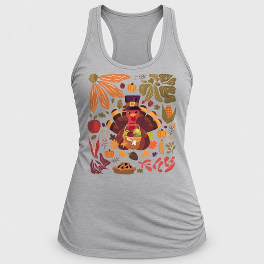 Turkey Harvest racerback tank in Silver