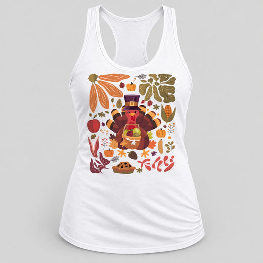 Turkey Harvest racerback tank in White