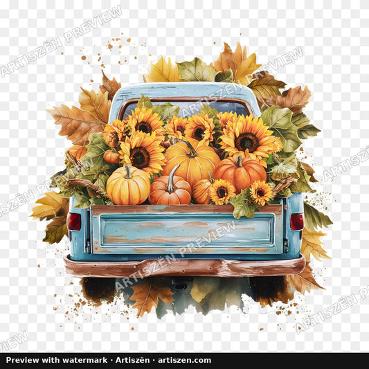 Vintage Harvest Truck PNG preview