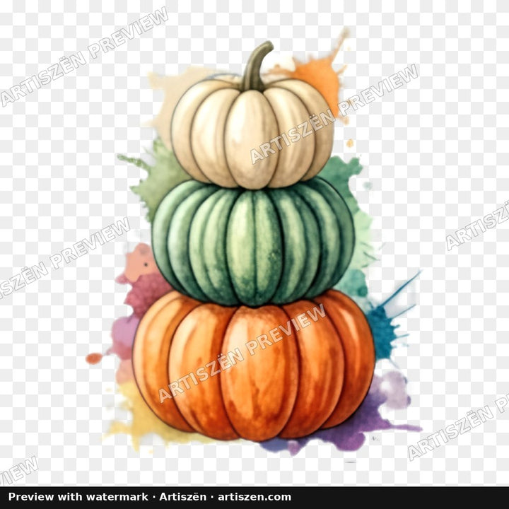 Watercolor Pumpkin Stack PNG preview