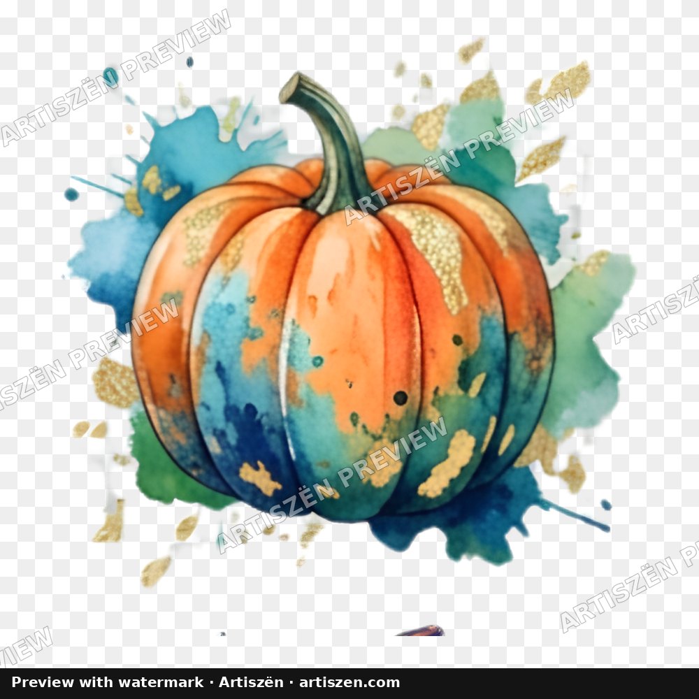 Watercolor Splash Pumpkin PNG preview