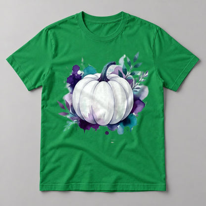 White Pumpkin Purple Splash tee in Kelly Green
