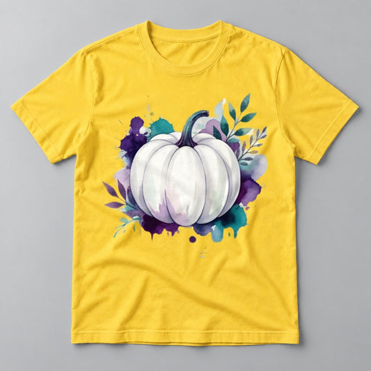 White Pumpkin Purple Splash tee in Yellow