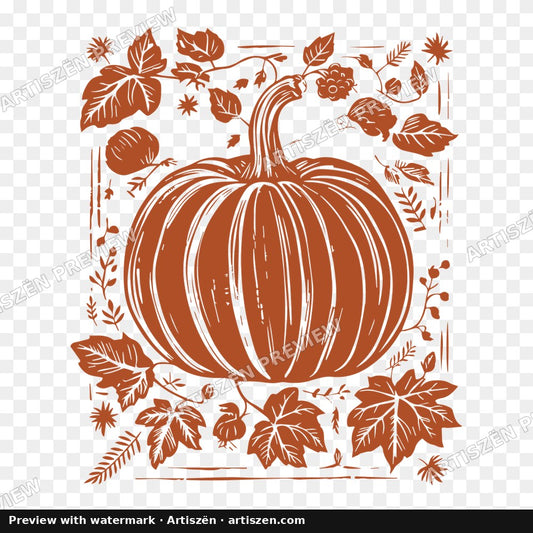 Woodcut Pumpkin Rust PNG preview