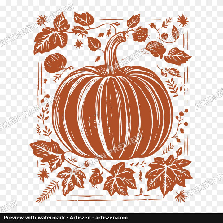 Woodcut Pumpkin Rust PNG preview