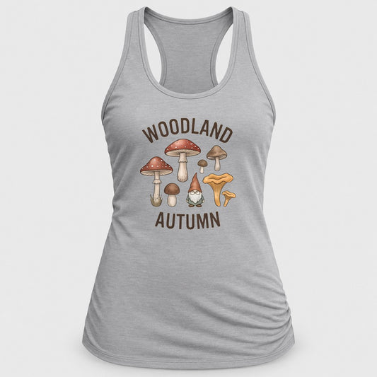 Woodland Autumn racerback tank in Silver