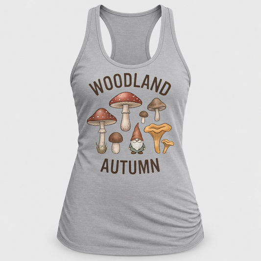Woodland Autumn racerback tank in Silver