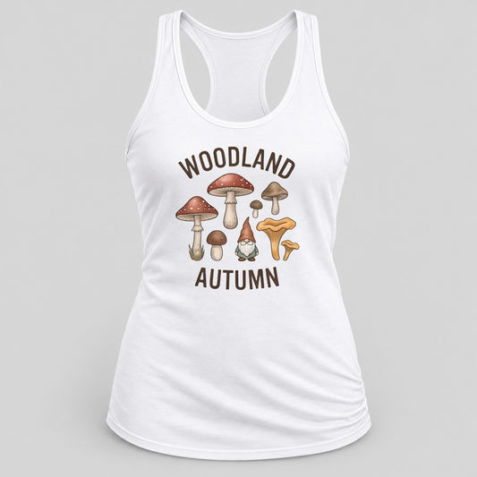 Woodland Autumn racerback tank in White