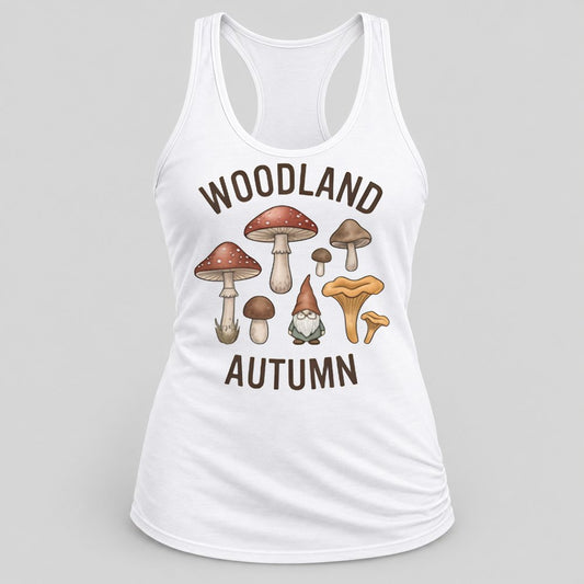 Woodland Autumn racerback tank in White