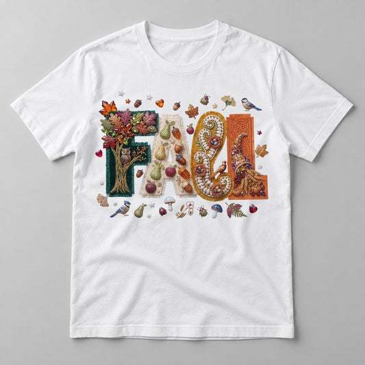 Woodland Jewel Fall Letters tee in White