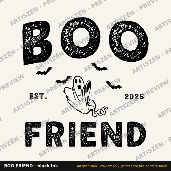 Boo Friend black ink preview