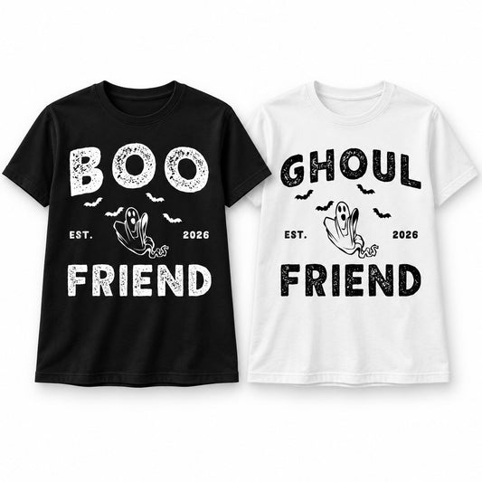 Boo Friend and Ghoul Friend couple tee set