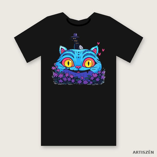 Grinning Cat tee in Black
