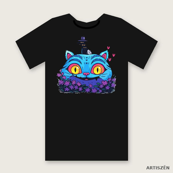 Grinning Cat tee in Black
