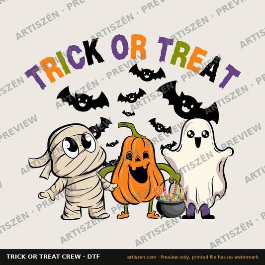 Trick or Treat Crew DTF transfer preview