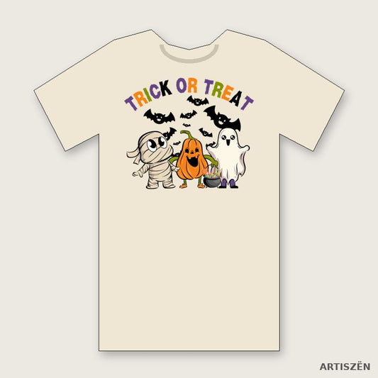 Trick or Treat Crew tee in Natural