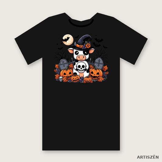 Witchy Cow: Full Moon tee in Black
