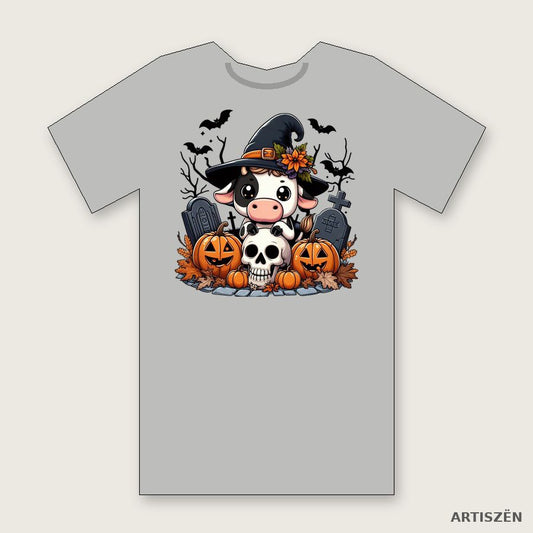Witchy Cow: Tombstones tee in Athletic Heather