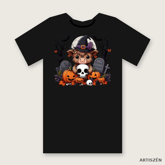 Witchy Highland Cow: Dead Trees tee in Black