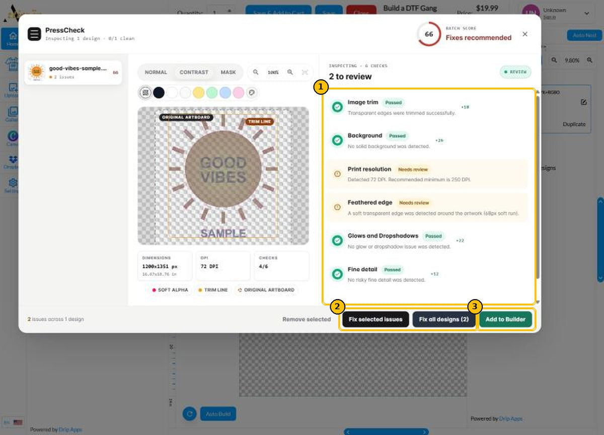 PressCheck window with file checks